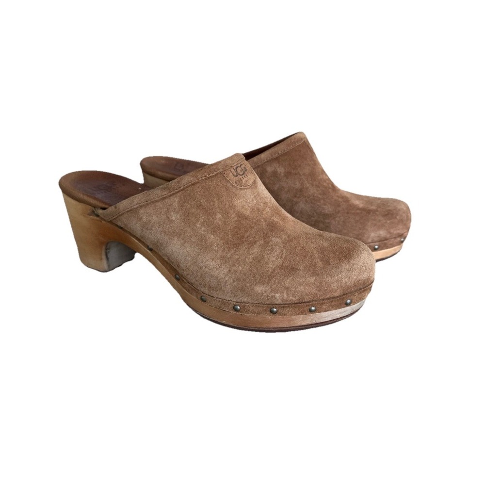 UGG Abbie 5772 Chestnut Suede Sheepskin Slip On Mule Clogs Size 9